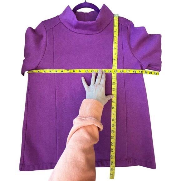 J. Jill Fuchsia Pink Seamed Mock Neck Pullover Organic Cotton Blend Medium - Picture 9 of 9